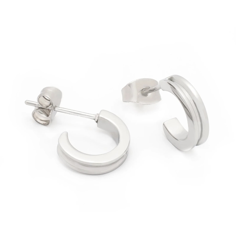 Brass & Unity Silver Hoop Earrings